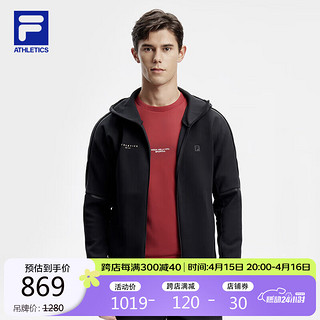 FILA 斐乐 官方针织连帽外套男2024春简约宽松健身运动服上衣