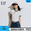 Gap女装2024夏季辣妹紧身短袖T恤撞色亲肤舒适女友T429376 米白色 165/84A(M) 亚洲尺码