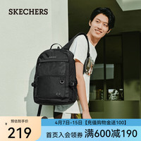 斯凯奇（Skechers）男女同款学院风纯色百搭书包大容量旅行双肩包L124U071 碳黑/0018 均码
