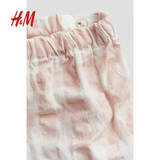 H&M童装女婴2024春季2件式休闲潮流印花棉细布套装1205995 浅粉色/格纹 66/48