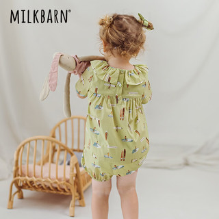 Milkbarn2024女童短袖套装婴幼儿洋气衣服女宝夏季纯棉童装 盛夏冲浪 90cm