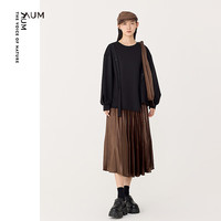 噢姆(AUM)24春季箱型高密空气层不对称解构上衣女 黑色 S