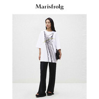 Marisfrolg玛丝菲尔2024春季白色正肩圆领短袖印花T恤女 白色 L