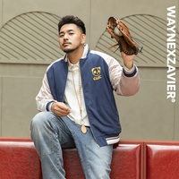 韦恩泽维尔 WAYNEXZAVIER大码cityboy棉服男款冬季加厚美式棒球服棉衣外套8050 深蓝 1XL