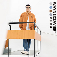 韦恩泽维尔 WAYNEXZAVIER潮牌大码长袖衬衫男秋季加肥加大宽松薄外套款7975 卡其 L(140-160斤)