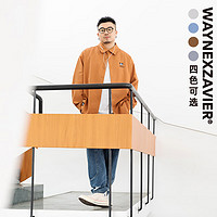 韦恩泽维尔 WAYNEXZAVIER潮牌大码长袖衬衫男秋季加肥加大宽松薄外套款7975 卡其 L（140-160斤）