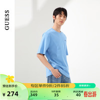 GUESS24年夏男女同款韩式简约青春纯棉短袖T恤-MO2K9438K BLU-蓝色 XS