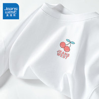 真维斯童装女童t恤短袖2024纯棉女大童夏季薄款上衣儿童洋气夏装衣服潮 【100%纯棉短袖】白/J樱桃 150
