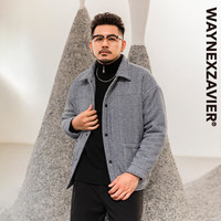 韦恩泽维尔 WAYNEXZAVIER大码轻商务加棉夹克外套男士冬季加肥宽松加厚棉衣8448 蓝色 2XL(160-210斤)