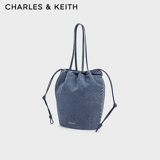 CHARLES&KEITH24夏双面柔软大容量抽绳水桶包女CK2-30151388 Denim Blue深牛仔蓝色 XL