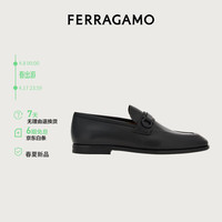 菲拉格慕(Ferragamo)男士黑色Gancini扣饰莫卡辛鞋 0765785_3E _ 90