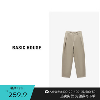 百家好（Basic House）莱赛尔收腰休闲长裤女春季修身显瘦直筒裤-B0624H5F312 卡其色 S80-105斤