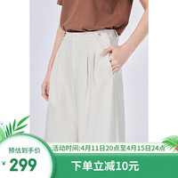 艾莱依(ERAL)抗皱宽松阔腿裤女2024春季直筒裤垂感感顺滑休闲裤 随性米 155/80A