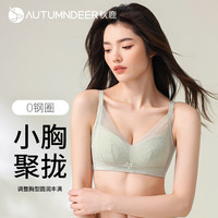 秋鹿文胸内衣女小胸聚拢美背收副乳上托防下垂性感蕾丝背心式胸罩 绿色(47) 80B 36/80B