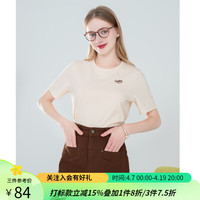 lagogo拉谷谷基础多色休闲纯棉T恤女2024年夏季宽松正肩短袖 杏色(K5) S