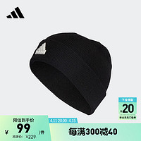 adidas 阿迪达斯 运动休闲针织帽子男女冬季阿迪达斯官方 黑色/白 OSFM