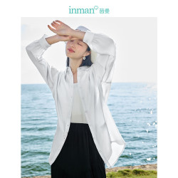 inman茵曼莱赛尔天丝衬衫女夏轻薄透气霜白色m
