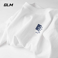 GLM纯棉短袖T恤男夏季潮流百搭半袖简约潮流衣服 白/蓝植物