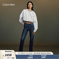 Calvin Klein Jeans24春夏女士复古开叉弹力高腰修身直筒牛仔裤J223373 1BJ-牛仔蓝 27