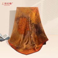 上海故事2024春季真丝桑蚕丝老料香云纱大方巾丝巾礼盒母亲节