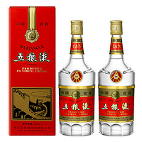 五粮液跨境上新：WULIANGYE 五粮液 晶质长城版 浓香型白酒 52度 375ml*2 双瓶 礼盒装