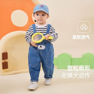 DUDUJIA嘟嘟家宝宝牛仔背带裤春秋男童裤子春季洋气女童长裤儿童春装wp 牛仔蓝 100