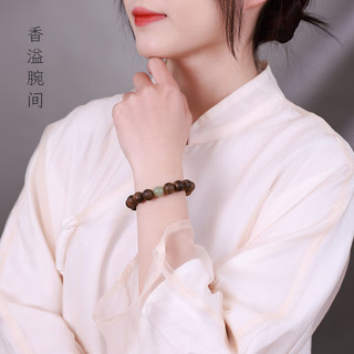 月印百川沉香木手串高油高密佛珠搭和田玉文玩男女款单圈手链10mm