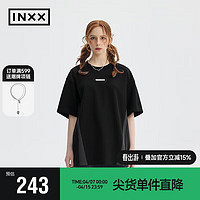 英克斯（inxx）【INXX】APYD 撞色拼接短袖T恤男女同款美式复古圆领五分袖上衣潮 黑色 XL