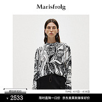 Marisfrolg玛丝菲尔2024春季圆领时尚印花桑蚕丝长袖T恤女 流动花园 M