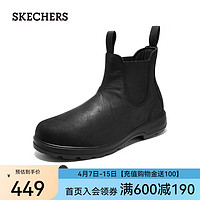 SKECHERS 斯凯奇 一脚套休闲靴商务休闲皮靴工装靴马丁靴雪地靴冬季棉鞋男鞋65320 全黑色/BBK 42