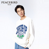 PEACEBIRD 太平鸟 女装 太平鸟男装本命年龙年男年春季圆领卫衣男士休闲宽松套头烫钻上衣 白色 XXXL