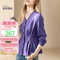 迪菲丽格洋气紫色小香风衬衫女2024年春季上衣气质高级感衬衣 图片色 L