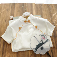 俏娘鱼复古民国风米白短袖提花旗袍2024年春季日常可穿年轻款 米白(裙长116左右) XL