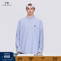 Teenie Weenie Men小熊男装休闲简约衬衫男士2024夏季翻领长袖外套 蓝色 180/XL