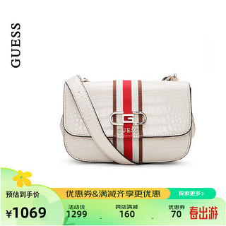 GUESS 24年夏季女士经典皮革质感撞色时尚单肩包-CG930720 STO-白色 ONE