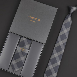 VOLGERECO英国VG男士休闲商务领带礼盒装高端正装窄结婚黑灰7cm VG10 经典手打款