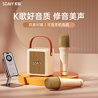 SOAIY 索爱 话筒音响一体自带声卡 神器一体式SK9油彩白双麦