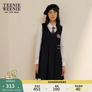 TEENIE WEENIE 小熊秋冬jk学院风可爱卡奶裙百褶裙连衣裙 藏青色 165/M