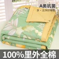 云瑾100%纯棉空调被全棉夏凉被薄被子可水洗夏天空调被芯 叶舞轻盈 150*200cm 单人被(新疆棉花)