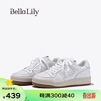 Bella Lily2024春季学院风舒适小白鞋女厚底板鞋显瘦休闲鞋子 白色 36