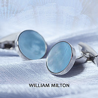 William Milton 深海蓝色贝母袖扣男高端袖口钉轻奢礼物定制礼盒装