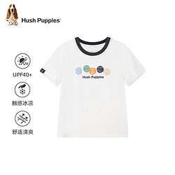 Hush Puppies 暇步士 童装儿童2024夏季男女童防晒T恤轻薄青春时尚短袖 本白 140cm