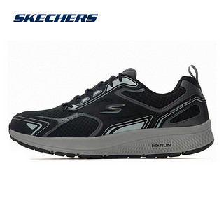 SKECHERS 斯凯奇 男鞋2024春夏季新款黑色运动鞋减震透气网面跑步鞋