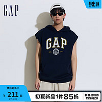 Gap男女装2024夏季logo无袖连帽卫衣宽松可叠穿上衣885520 海军蓝 180/100A(XL)亚洲尺码