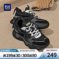 海澜之家HLA男鞋增高拼接运动休闲鞋透气老爹鞋HAAXXM1DAF023 黑色39
