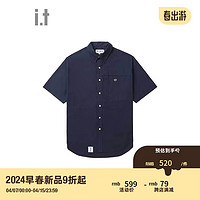 :CHOCOOLATE it 男装纯色短袖衬衫2024夏季青春少年感8381XSM BLG/蓝色 S