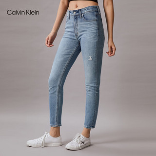 Calvin Klein Jeans24春夏女士复古破洞洗水高腰紧身弹力牛仔裤J223372 1A4-牛仔浅蓝 28