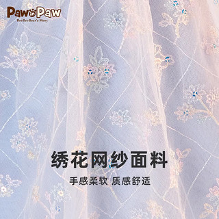 PawinPaw卡通小熊童装24年夏女童网纱绣花连衣裙 Mint薄荷色/84 120