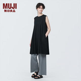 无印良品（MUJI）女式 天竺织 无袖连衣裙 女装裙子夏季 早春BB2POA4S 黑色 XS （150/76A）