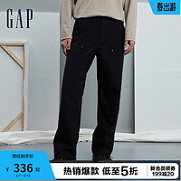 Gap 盖璞 男装冬季2023户外宽松廓形休闲裤836430磨毛保暖裤子 黑色 33